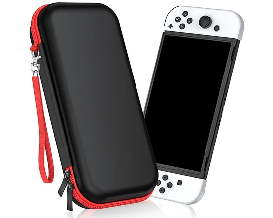 Nintendo Switch Case. The switch case for nintendo switch can hold a switch console, 10 game cards, and some small switch accessories. The switch case cannot accommodate larger items like the dock or pro controllers.